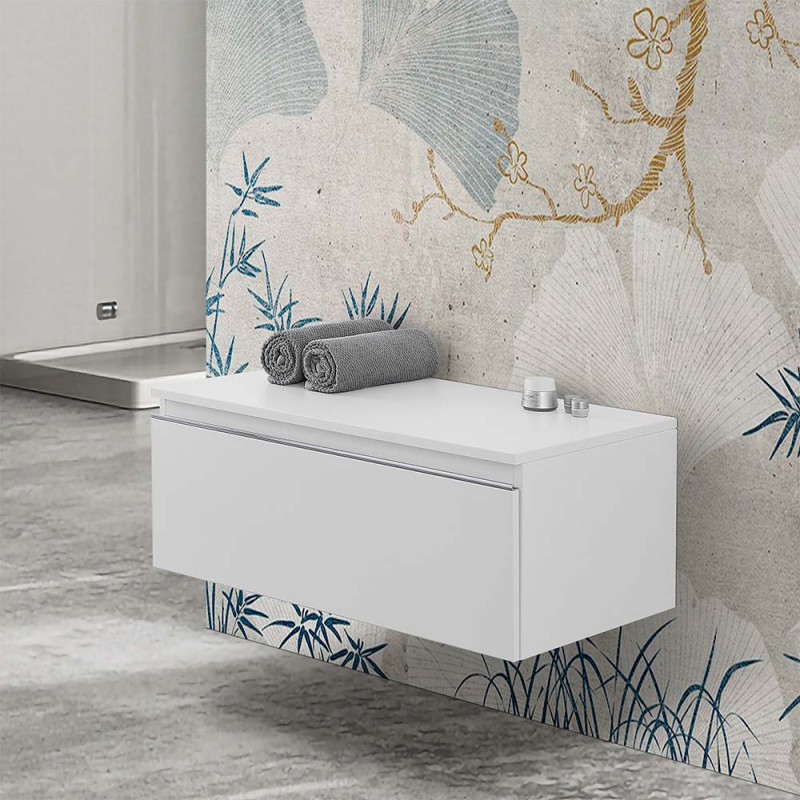 Cassettone sospeso bagno 80 cm bianco lucido | Iside 