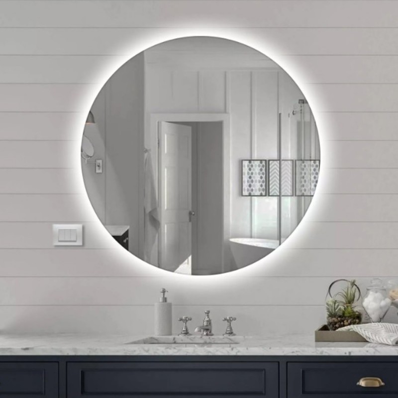Specchio bagno tondo LED diametro 70 cm retroilluminato con luce fredda