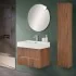 Mobile bagno sospeso cannettato 70 cm noce canaletto con specchio  Bali