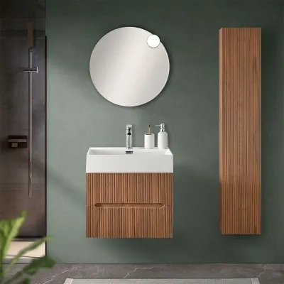 Mobile da Bagno Salvaspazio Rovere Chiaro Profondità 36 cm Linea Si 50