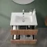 Mobiletto bagno sospeso cannettato 70 cm noce canaletto  Bali
