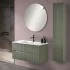 Mobile bagno sospeso cannettato 90 cm verde con specchio  Bali