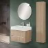 Mobile bagno sospeso cannettato 70 cm rovere chiaro con specchio Bali