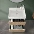 Mobile bagno sospeso cannettato 60 cm rovere chiaro con specchio Bali