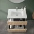 Mobile bagno sospeso cannettato 70 cm rovere chiaro con top Bali