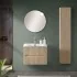 Mobiletto bagno sospeso cannettato 60 cm rovere chiaro con specchio  Bali