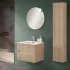 Mobiletto bagno sospeso cannettato 60 cm rovere chiaro con specchio  Bali