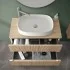 Mobile bagno sospeso cannettato 90 cm rovere chiaro con top e specchio Bali