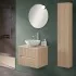 Mobile bagno sospeso cannettato 60 cm rovere chiaro con top e specchio  Bali