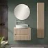 Mobile bagno sospeso cannettato 70 cm rovere chiaro con top e specchio Bali