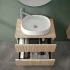 Mobile bagno sospeso cannettato 70 cm rovere chiaro con top e specchio Bali