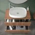 Mobile bagno sospeso cannettato 90 cm noce con top e specchio  Bali