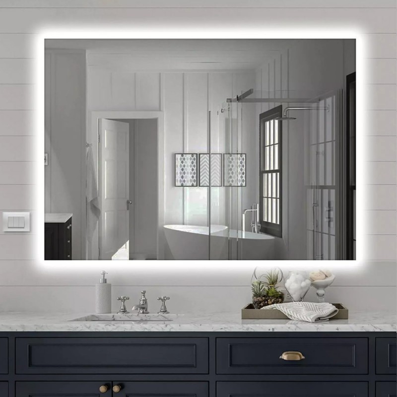 Specchio bagno 50x60 cm illuminazione perimetrale e installazione reversibile