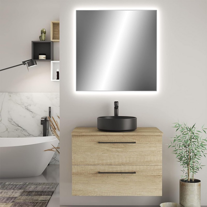 Specchio bagno reversibile con lampada led 70x50 cm