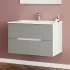 Mobile bagno sospeso 80 rovere bianco e tortora con lavabo e specchio  Iris