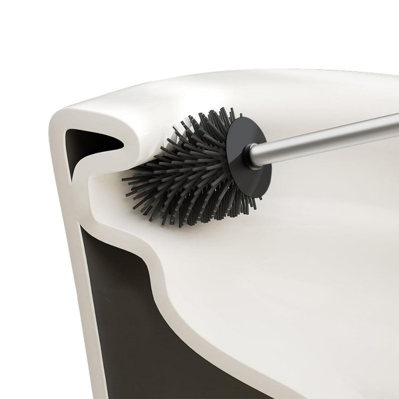 Scopino WC Universale Con Setole In Silicone E Manico In Acciaio Cromato - Foto 3