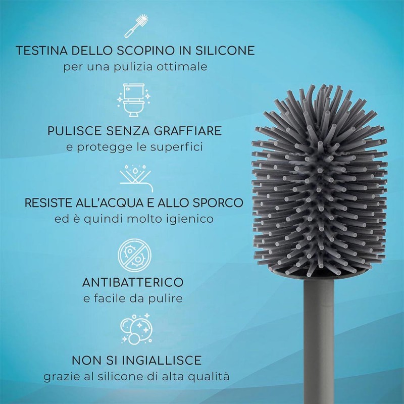 Porta Scopino Per Wc Bianco Completo Di Scopino Con Setole Morbide 84405719