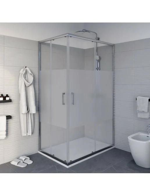 Box Doccia Bianco Rettangolare 80x100 Cm - Vetro Serigrafato, Made In Italy - Foto 2