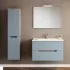 Mobile bagno sospeso 80 rovere fumo e blu pastello con lavabo e specchio  Iris