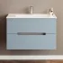 Mobile bagno sospeso 80 rovere fumo e blu pastello con lavabo e specchio  Iris