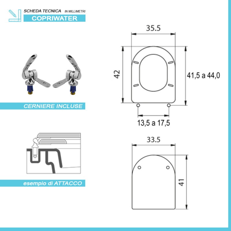 Copriwater Per Esedra Ideal Standard - Legno Verniciato Bianco Con Cerniere Acciaio - Foto 9