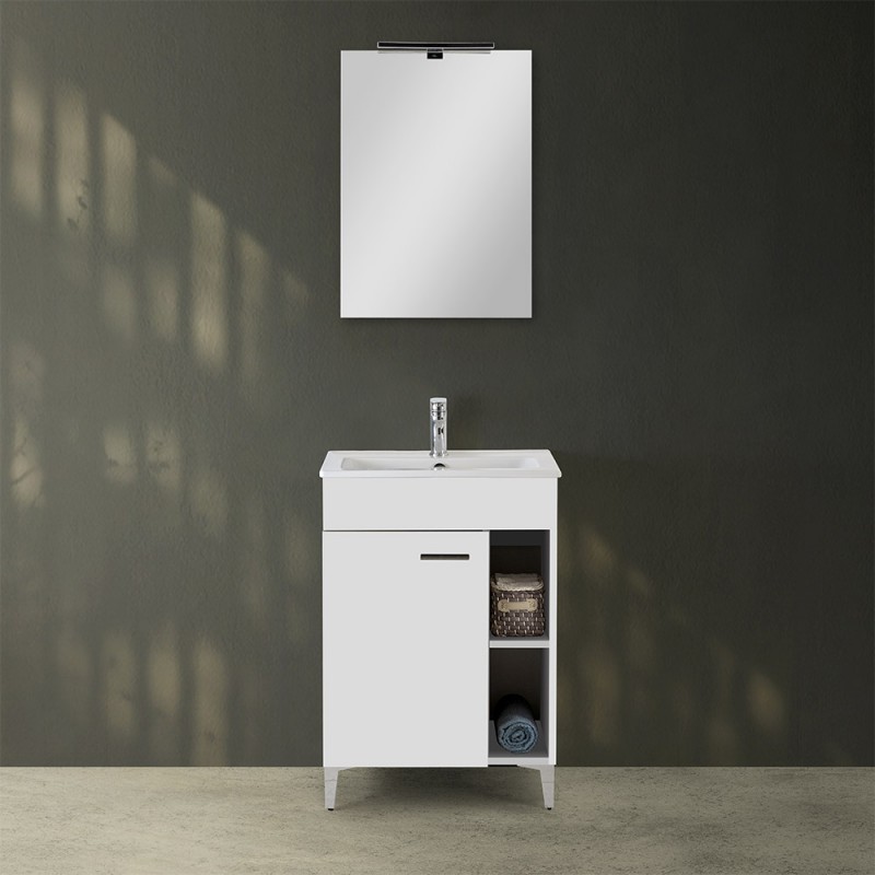 Credenza Soggiorno 3 Ante Madia 160cm Bianco Lucido Modis Wh Basic