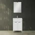 Mobile bagno a terra 60 cm bianco lucido con 2 ante lavabo e specchio  Martha