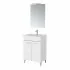 Mobile bagno a terra 60 cm bianco lucido con 2 ante lavabo e specchio  Martha
