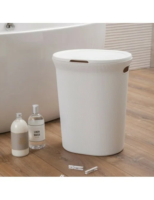 Cesto Portabiancheria Maliton 50x50x33cm - In Corda Di Cotone, Bianco-grigio, Multifunzione - Foto 6