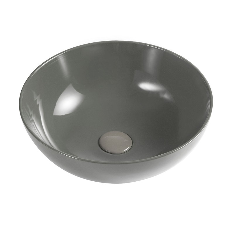 Lavabo da appoggio a ciotola 33 cm grigio cemento in ceramica | Espeon