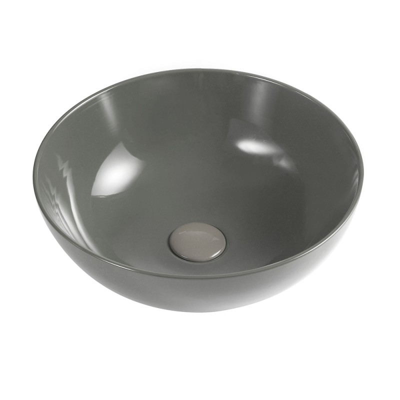 Lavabo da appoggio a ciotola 38,5 cm grigio cemento in ceramica | Espeon