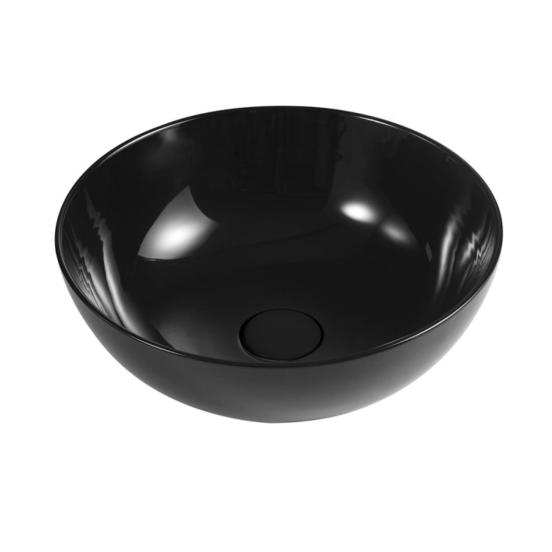 Lavabo da appoggio a ciotola 38,5 cm nero lucido in ceramica | Espeon