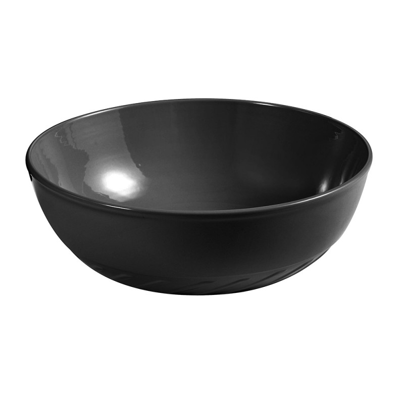 Lavabo da appoggio 33 cm nero lucido con rilievi sul fondo | Logos