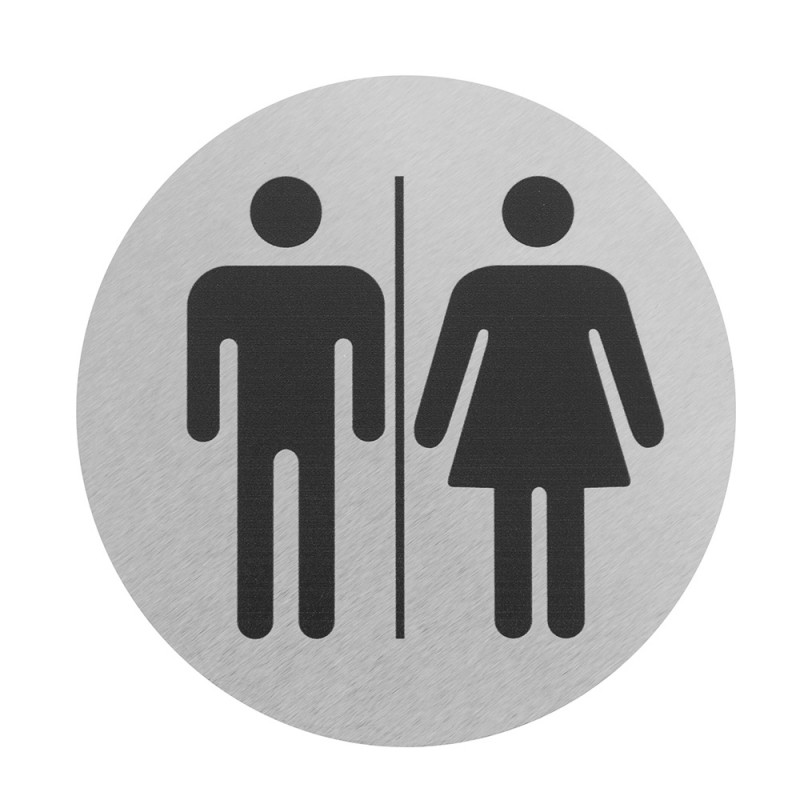 Targhetta wc uomini e donne in alluminio spazzolato fissaggio con biadesivo 