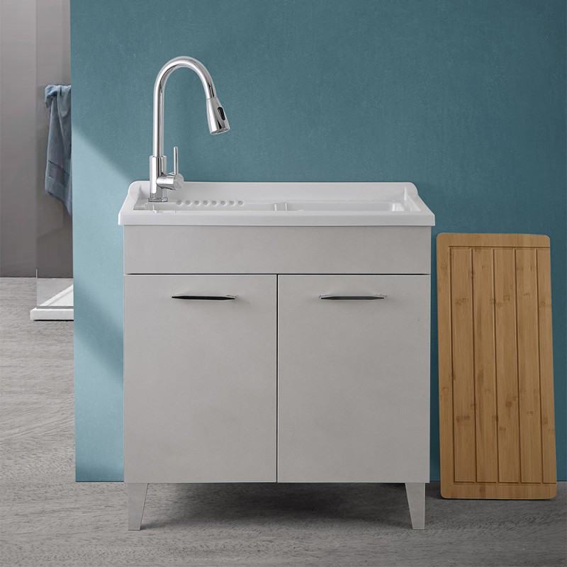 Agande Lavabo Da Campeggio Con Vasca E Tubo Di Scarico – Plastica Grigia Portatile Per Camper E Tenda