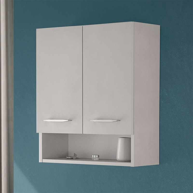 Pensile bagno sospeso 60 cm grigio calce ante soft-close e vano Moon