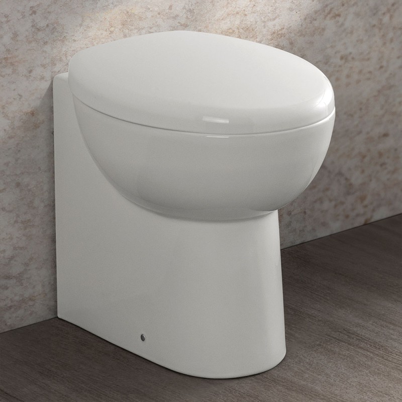 Wc filomuro bianco lucido con brida e scarico universale linea Cipro