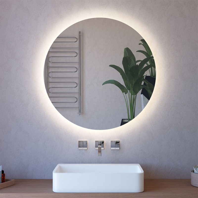 Specchio tondo 75 cm a filo lucido con illuminazione perimetrale a LED