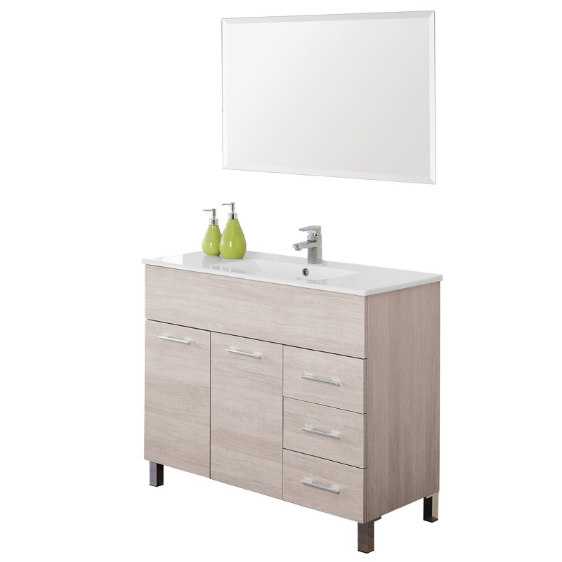 Mobile Bagno Rovere chiaro con lavabo e specchio online feridras Mobile Bagno Rovere Chiaro con specchio e lavabo L.101