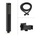 Set doccia nero opaco con braccio soffione rettangolare 30x20 e kit doccia 