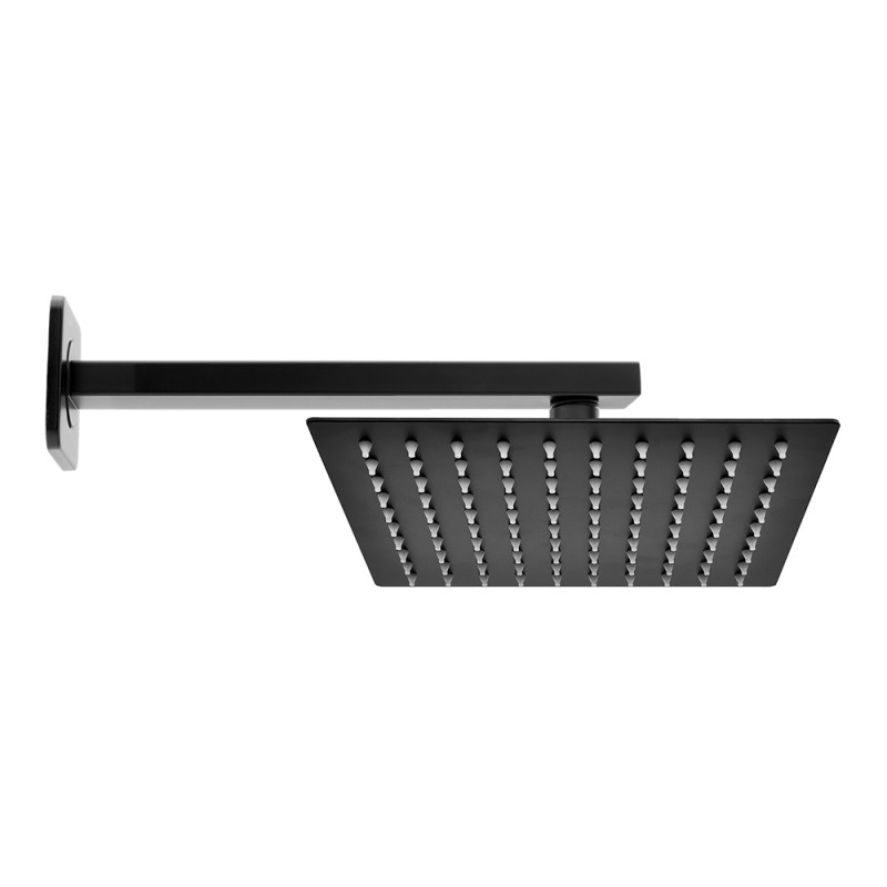 Kit doccia braccio 40 cm e soffione quadrato 40x40 cm nero opaco