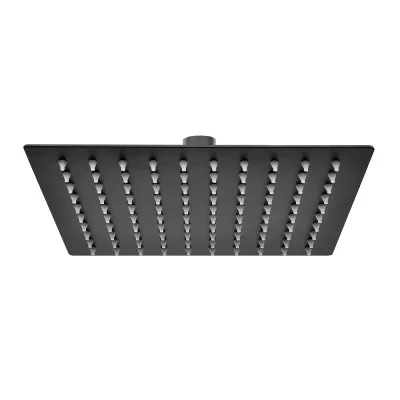 Soffione doccia quadrato 40x40 cm nero opaco in acciaio inox