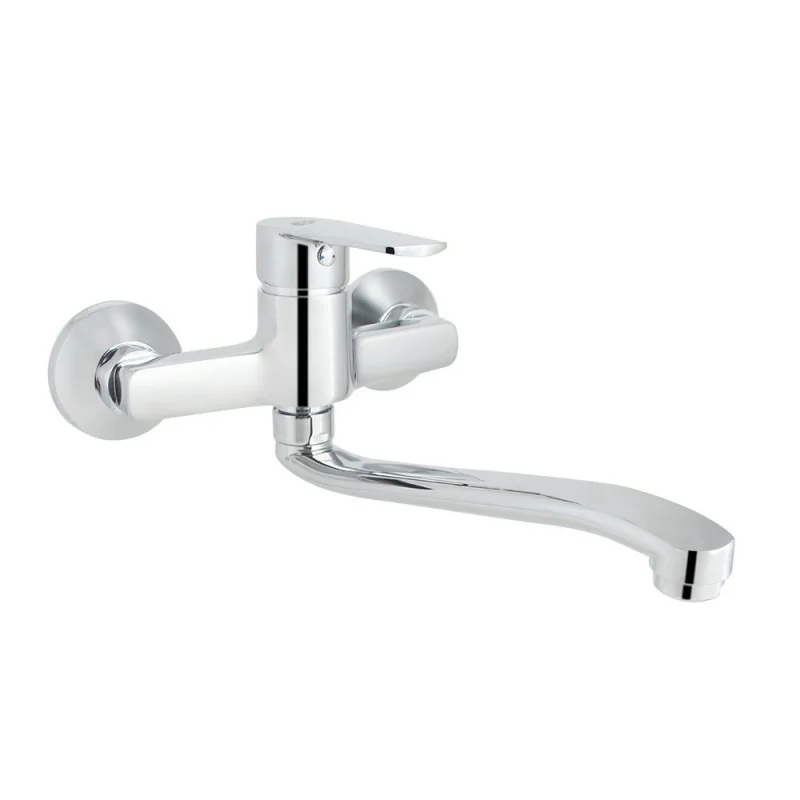 Miscelatore A Muro Per Lavello O Lavatoio Moderno Con Canna Girevole Paffoni Blu161cr 1