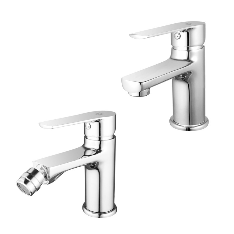 Set miscelatori lavabo e bidet cromato con scarico incluso Juliette