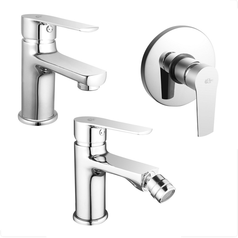 Set miscelatori lavabo bidet e doccia incasso cromato lucido Juliette