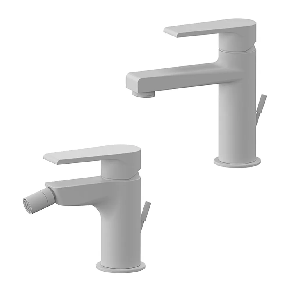 Image of Set miscelatori lavabo e bidet bianco opaco Mariani Artic scarico incluso