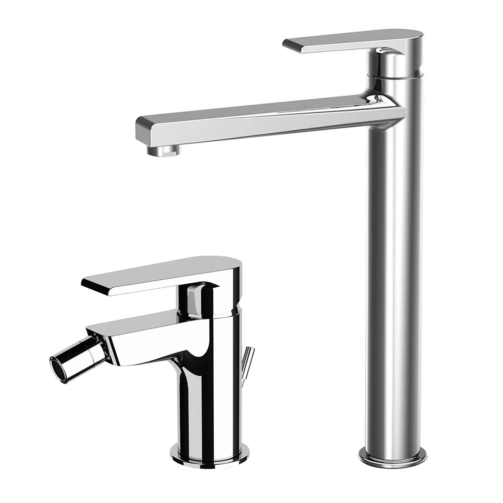 Image of Set miscelatori lavabo alto e bidet cromato Mariani serie Artic