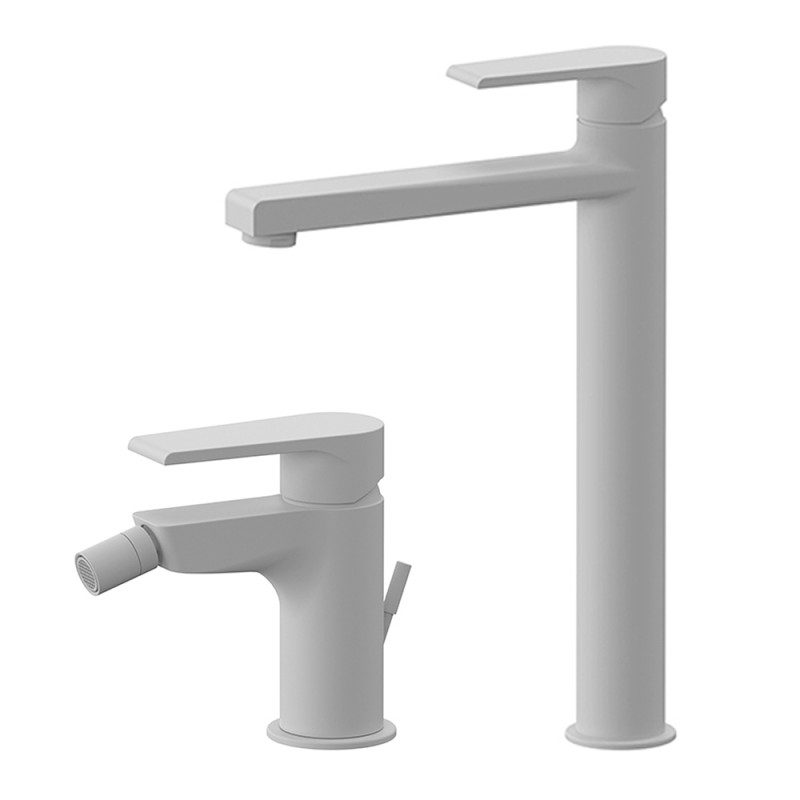 Set miscelatori lavabo alto e bidet bianco opaco Mariani serie Artic 