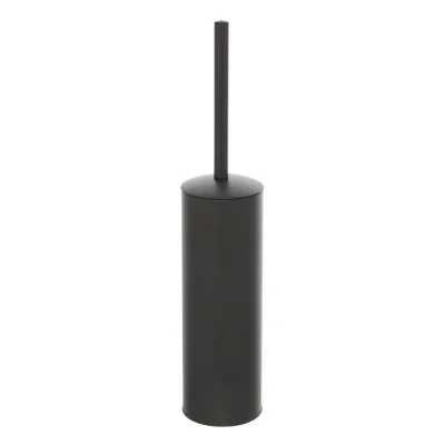 Portascopino grigio opaco con setole nere in silicone e secchio interno