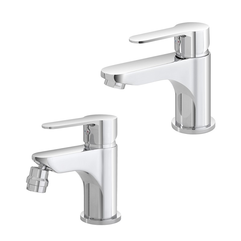 Miscelatore lavabo e bidet cromati con scarico click clack incluso Zoe